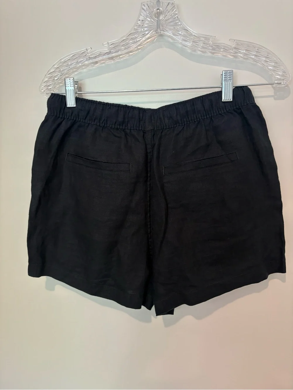 C&C California Black High-Waist Linen Drawstring Shorts M